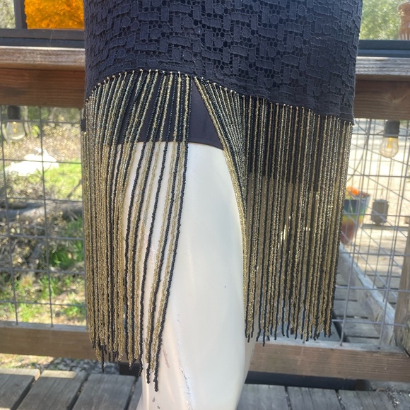 Zara Woman Black Crochet Fringe flapper style Dress - Picture 3 of 7